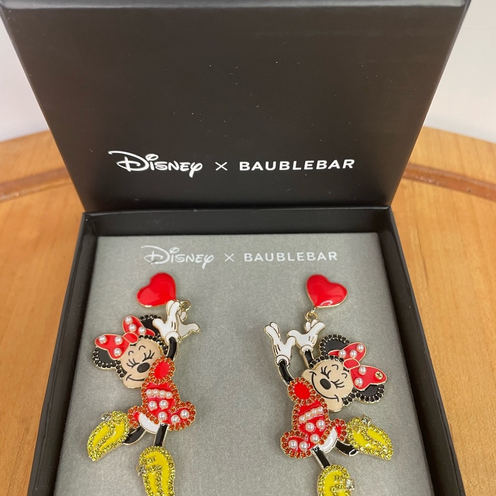 Baublebar Disney X NIB Cute Minnie Mouse Dangle Earrings Red Hearts